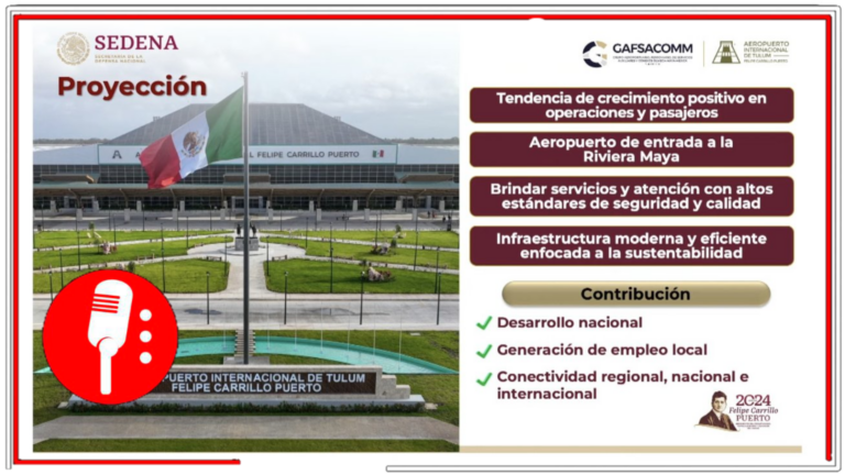 Gracias al apoyo del Gobierno Federal y el de la gobernadora Mara Lezama, el Aeropuerto Internacional &#8220;Felipe Carrillo Puerto&#8221; de Tulum seguirá siendo una gran fuente de empleo para los ciudadanos