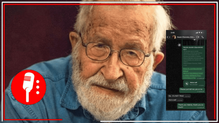Falso que Noam Chomsky falleció. Un investigador del MIT, cercano al lingüista, habría recibido confirmación por parte de Valeria, esposa del intelectual, sobre su estado de salud