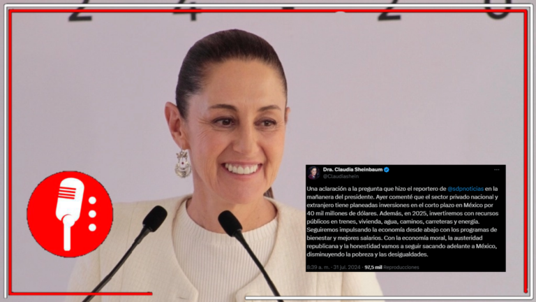 Claudia Sheinbaum aclara confusión de reportero de SDP Noticias: La inversión de 40 MMDD en 2025 provendrá del sector privado nacional y extranjero
