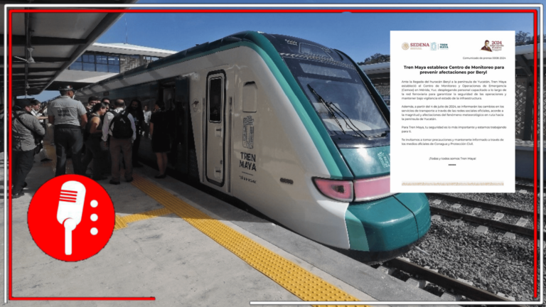 La seguridad de los usuarios es primero: El Tren Maya establece Centro de Monitoreo para prevenir afectaciones por el huracán Beryl