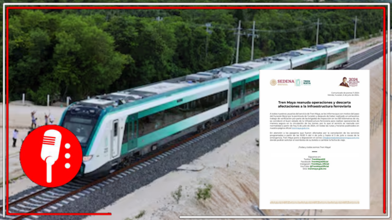 El Tren Maya reinicia operaciones tras el paso de Beryl; la infraestructura ferroviaria se encuentra en buen estado para brindar el servicio