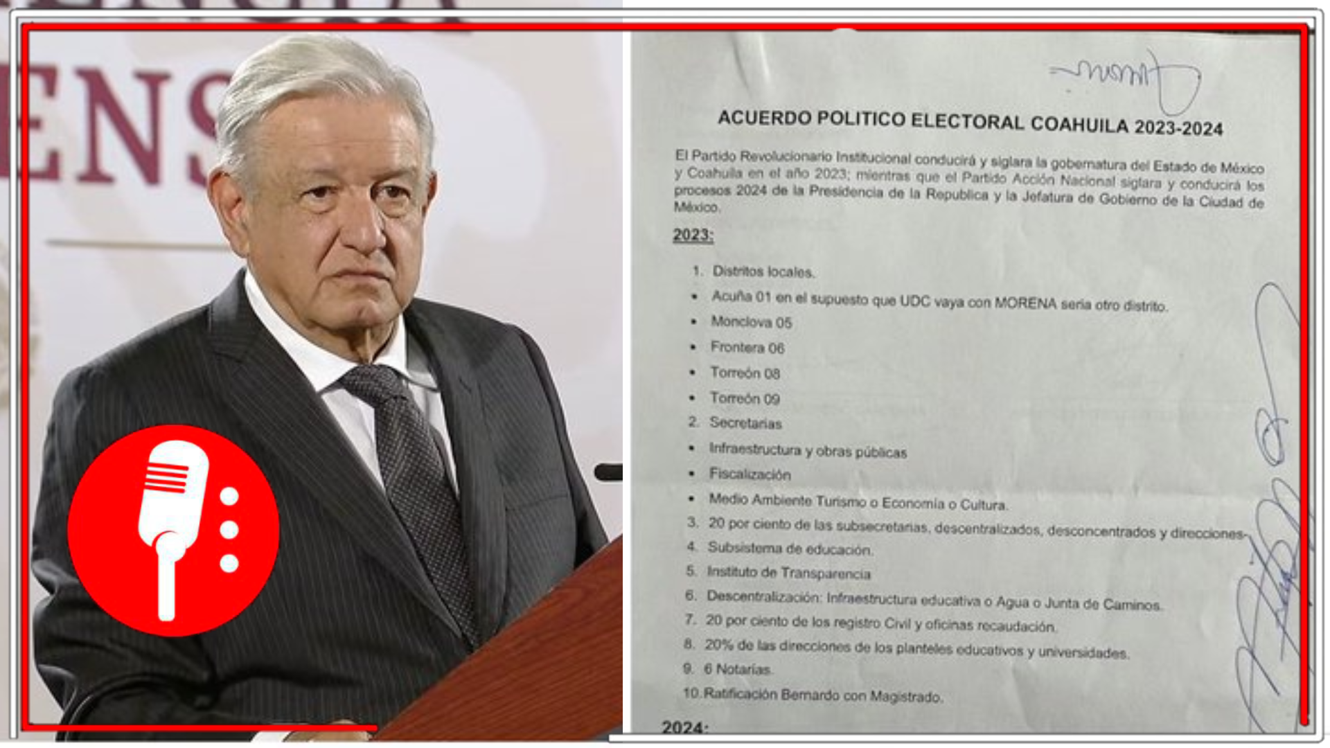 Así se las gasta el PRIAN: AMLO vuelve a exhibir el Acuerdo Político Electoral Coahuila 2023-2024, un ejemplo de los enjuages corruptos entre las cúpulas partidistas