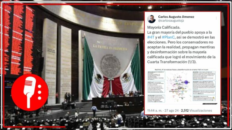 Con mentiras en redes, la derecha quiere ganar lo que el pueblo le negó en las urnas; el investigador Carlos Augusto Jiménez exhibe la campaña de desinformación en contra la mayoría calificada de la 4T