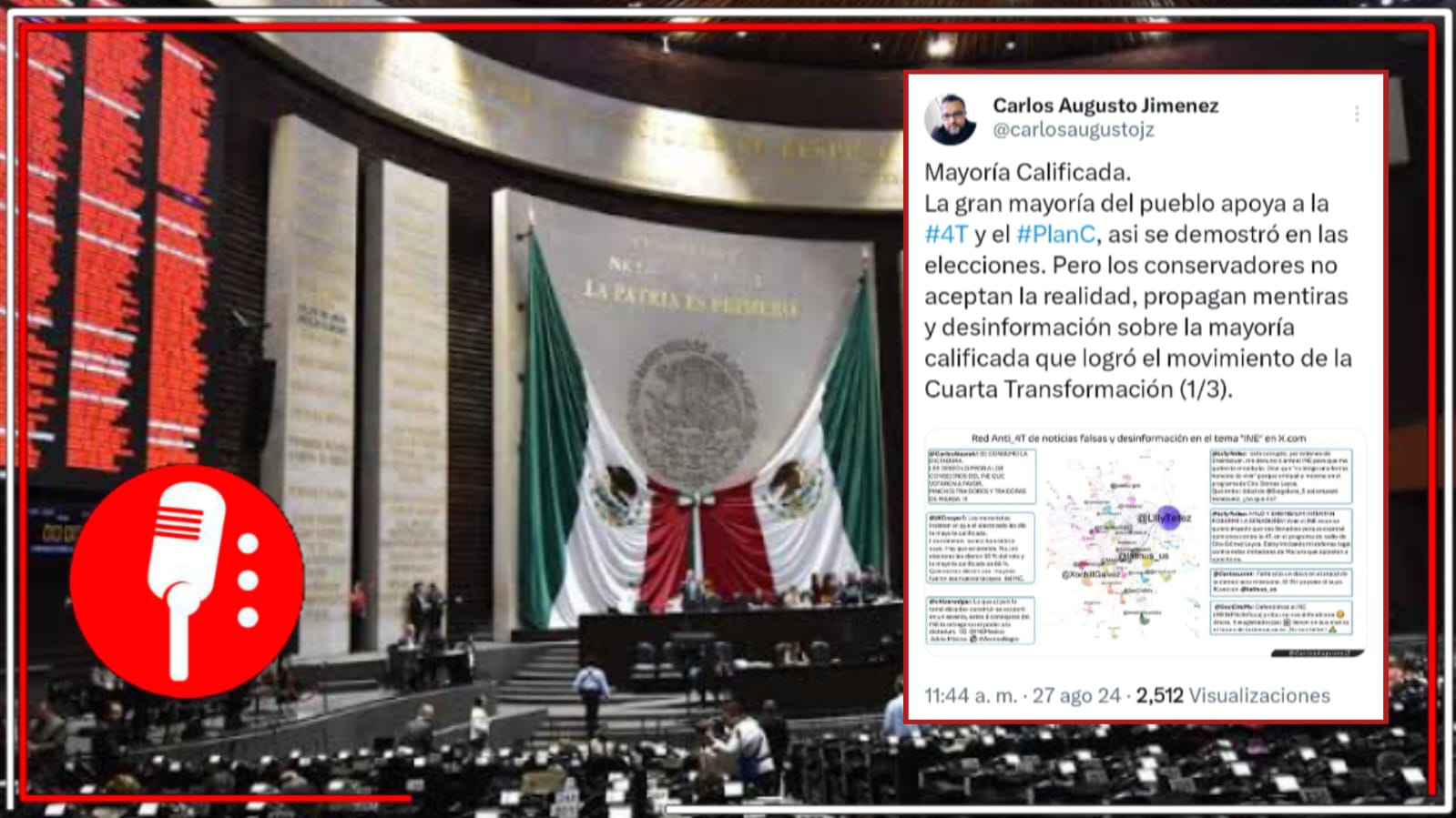 Con mentiras en redes, la derecha quiere ganar lo que el pueblo le negó en las urnas; el investigador Carlos Augusto Jiménez exhibe la campaña de desinformación en contra la mayoría calificada de la 4T