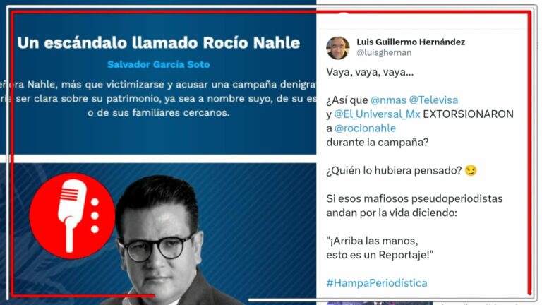 Arriba las manos, esto es un reportaje de Televisa: Estos son algunos de los comunicadores y columnistas de San Ángel y El Universal que se prestaron al intento de extorsión contra Roció Nahle