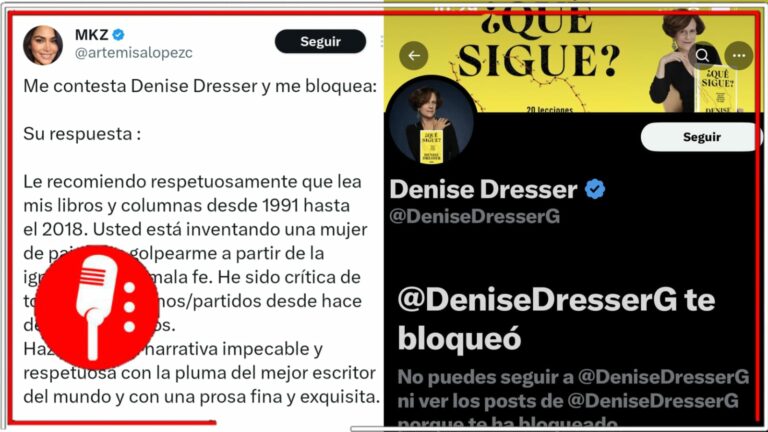 Dresser bloquea internautas y los acusa de “ignorantes” y tener “mala fe” contra ella; la doctora Artemisa López le revira y recomienda que enfrente la crítica con argumentos sólidos
