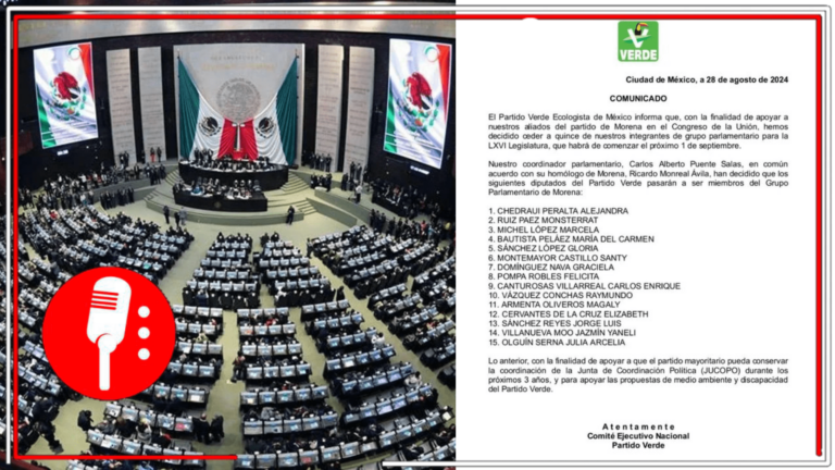 ¡A la transformación no la para nadie!: Morena y Partido Verde sellan alianza para asegurar el control de la Jucopo con la transferencia de 15 diputados federales