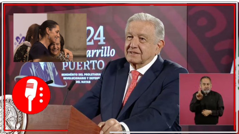 AMLO celebra que Ifigenia Martínez coloque la banda presidencial a la primera presidenta electa, Claudia Sheinbaum