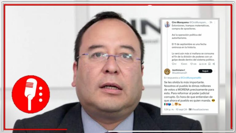 Ciro Murayama acusa el fin de la división de poderes, pero en redes le recuerdan que es la voluntad de pueblo transformar al Poder Judicial
