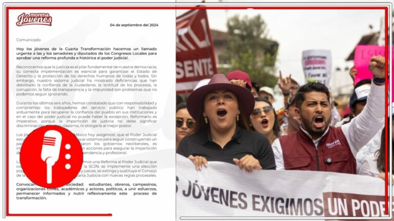 Jóvenes de Morena urgen al Senado de la República y Congresos Locales aprobar la Reforma al Poder Judicial