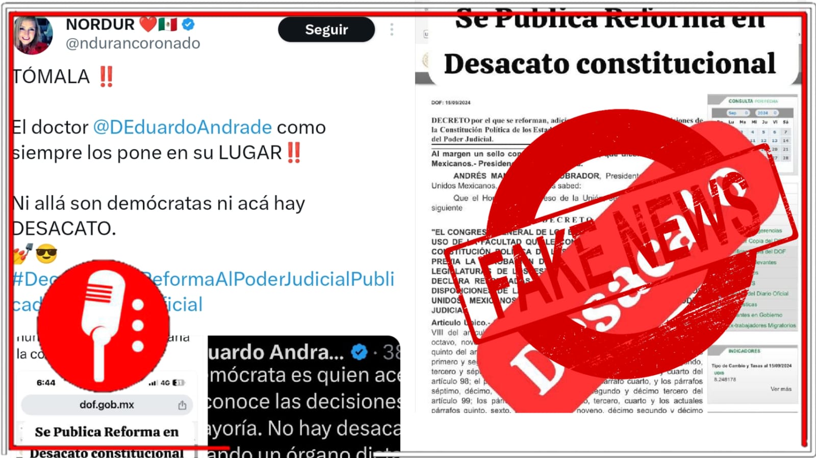 Falso que AMLO cometió “desacato” al publicar en el DOF la Reforma al Poder Judicial