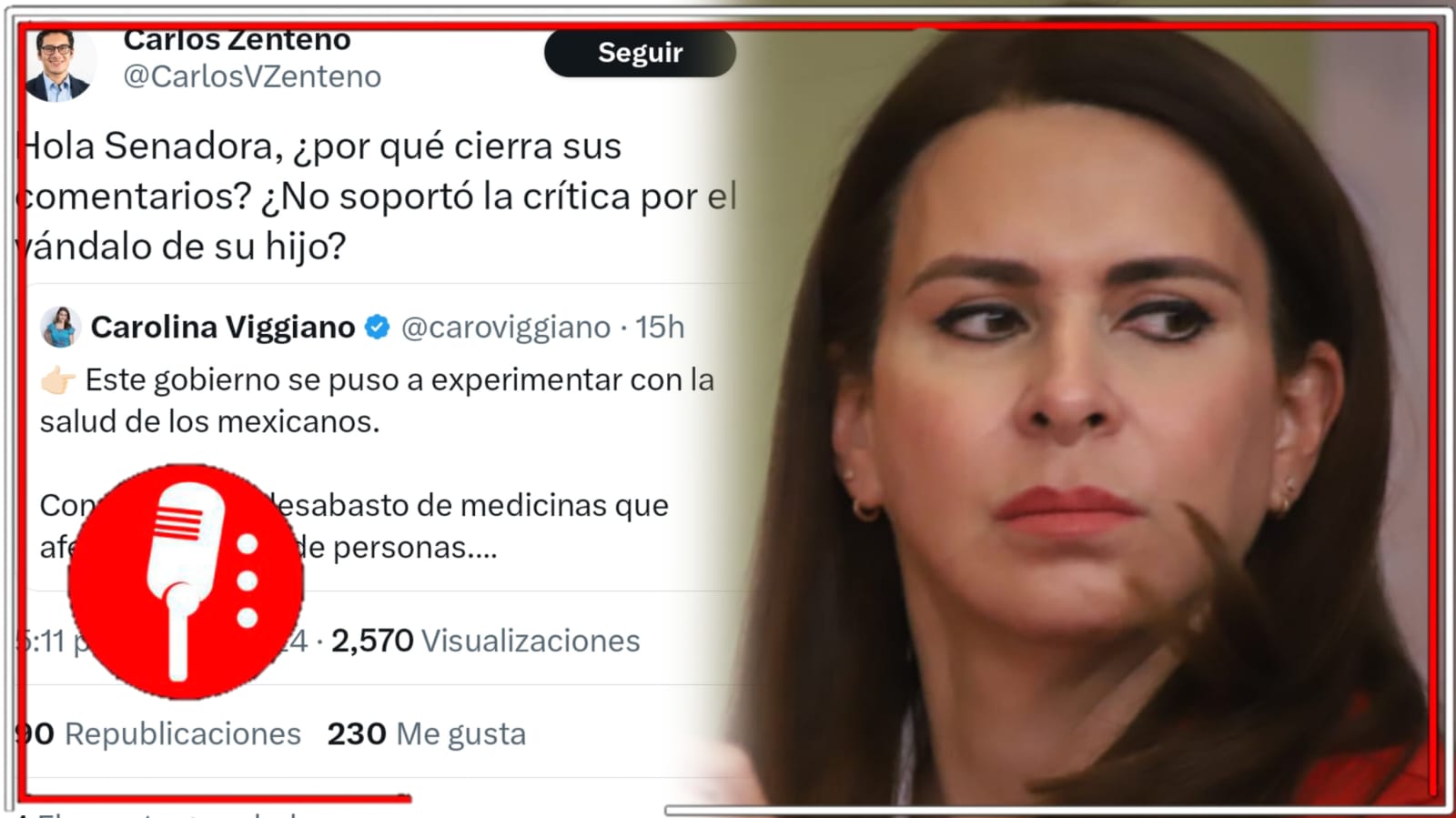 Carolina Viggiano lanza post en redes para atacar a la 4T, pero bloquea los comentarios para evitar que le reclamen sobre su hijo golpista