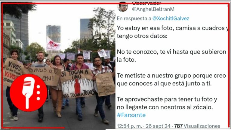 Xóchitl Gálvez sube foto para colgarse de los 43 estudiantes desaparecidos de Ayotzinapa, pero verdadero activista expone su oportunismo