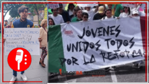 Estudiantes del coletivo &#8220;Jovenes por la Reforma&#8221; respaldan cambio al Poder Judicial porpuesto por AMLO
