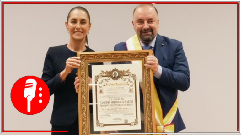 Claudia Sheinbaum recibe en Italia el Premio Internacional Bonifacio VIII en la categoría Cultura de la Paz
