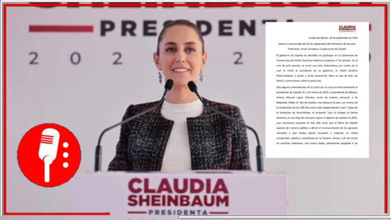 Claudia Sheinbaum publica nuevamente su comunicado y reitera su postura tras la decisión de España de no asistir a la ceremonia de toma de posesión