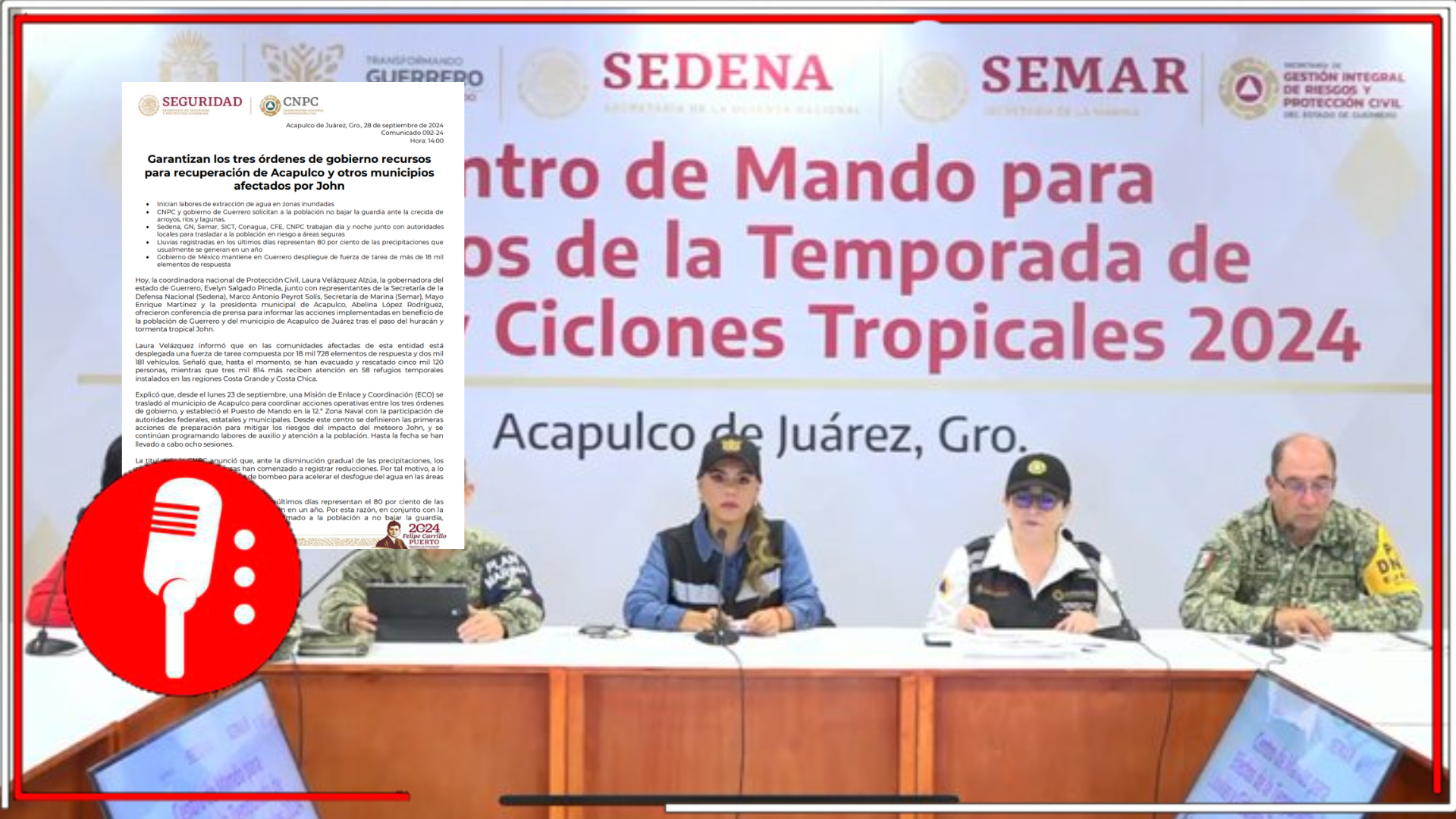 Gobierno refuerza acciones para la recuperación de Acapulco tras el huracán John