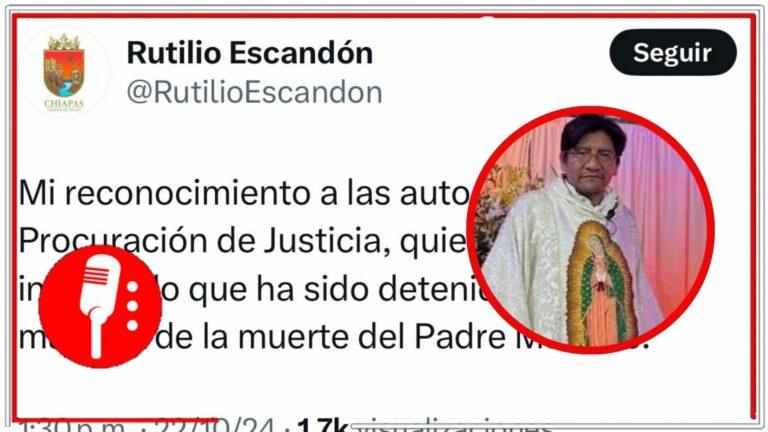 Gobernador de Chiapas confirma la detención del presunto responsable del asesinato del padre Marcelo Pérez