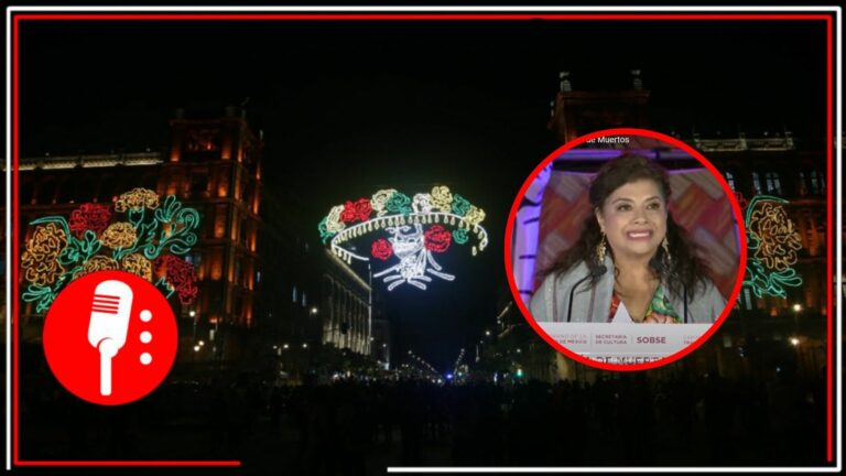 La jefa de gobierno de la CDMX encabeza el encendido de la Ofrenda Monumental de Día de Muertos