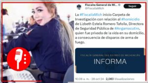 Fiscalía de Michoacán abre carpeta de investigación tras homicidio de Lizbeth Estela Romero Tafolla, directora de seguridad de Angamacutiro