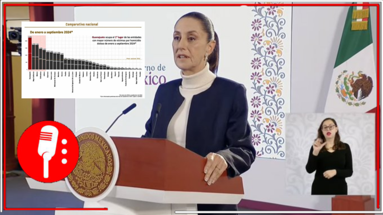 Sheinbaum señala a Guanajuato como el estado con más homicidios y adicciones en México; apunta que el gobierno federal ya trabaja en atender las causas