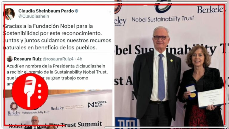 Mandataria de talla mundial: La Presidenta Claudia Sheinbaum agradece premio de la Fundación Nobel por sostenibilidad