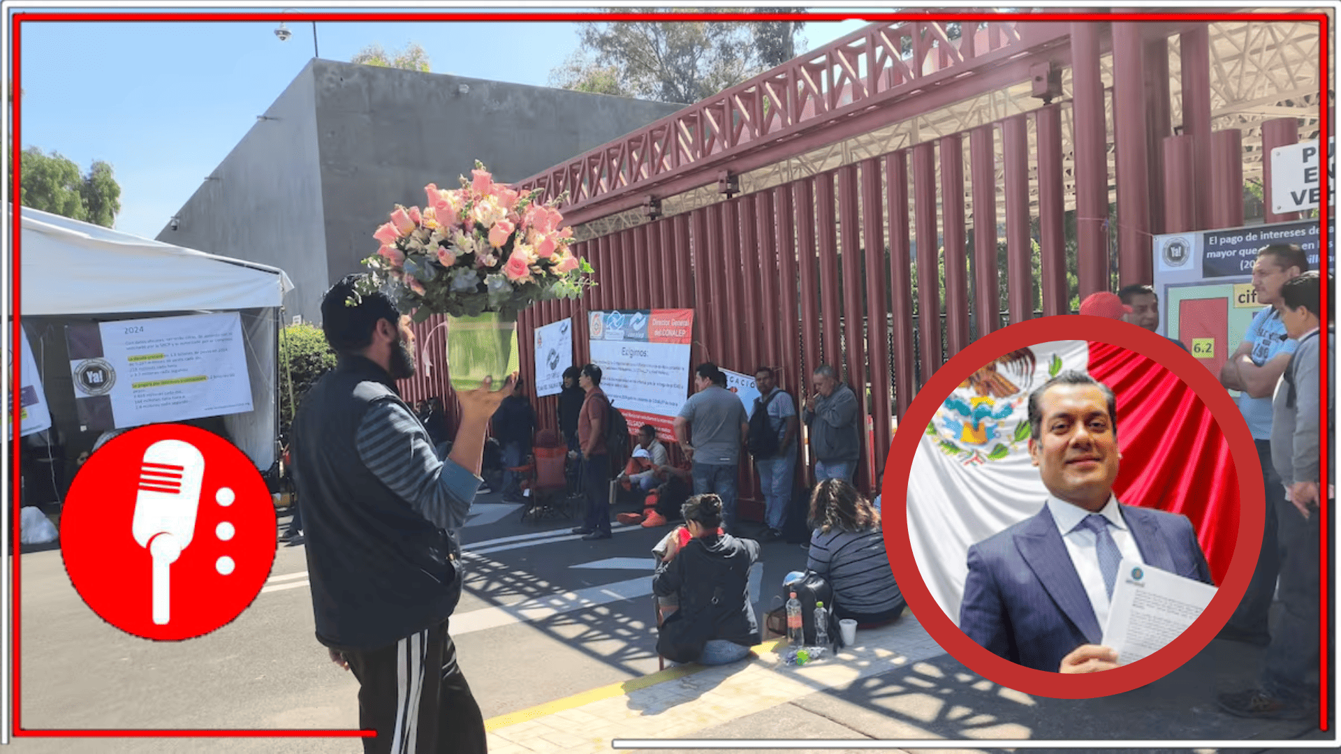 Frente Nacional de Sindicatos de Educación Media Superior bloquean accesos a la Cámara de Diputados; Sergio Luna sale a dialogar y a atender sus peticiones