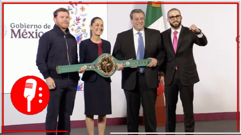 &#8220;El Canelo&#8221; Álvarez sorprende a Claudia Sheinbaum en La Mañanera, entregándole un cinturón del CMB y guantes de la paz