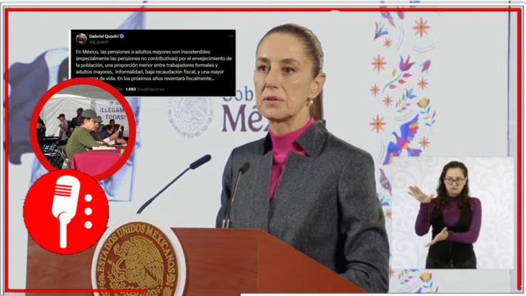 Sheinbaum critica la doble moral de Quadri tras inscribirse para recibir pensión de adultos mayores