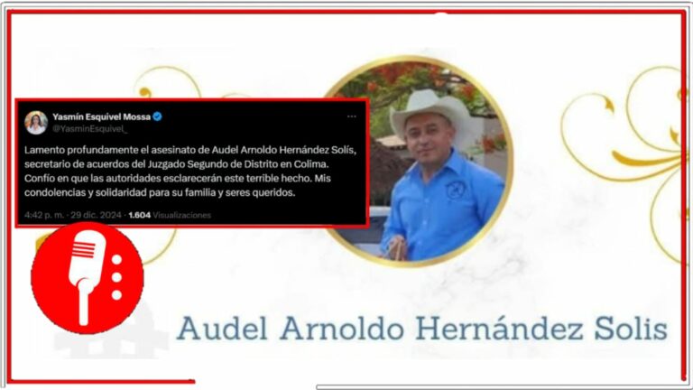 La ministra Yasmín Esquivel solicita a las autoridades esclarecimiento del asesinato de Audel Arnoldo Hernández Solís