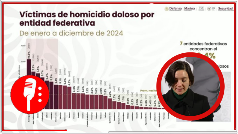 Marcela Figueroa informa que los homicidios en México alcanzan su menor promedio diario en diciembre de 2024, disminuyendo un 18.3%
