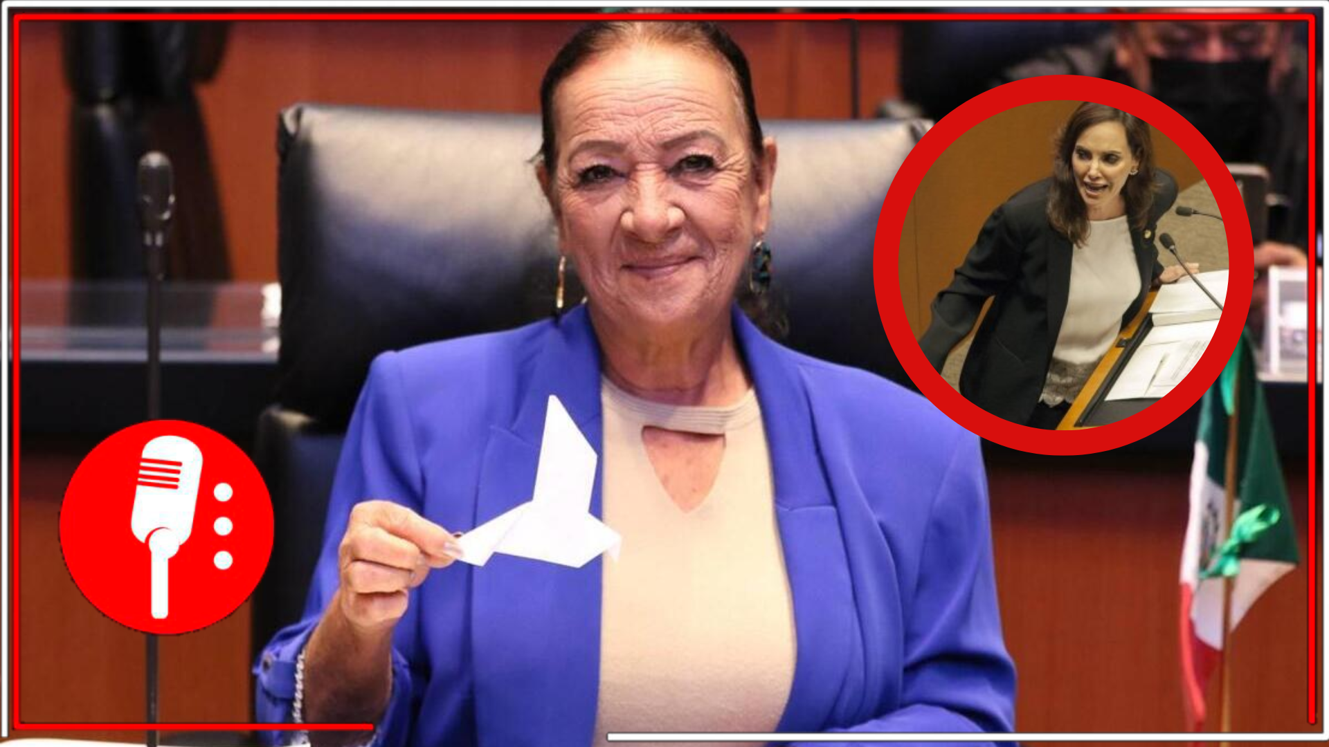 Lucía Trasviña le pone un alto al show de Lilly Téllez y le arrebata megáfono con el que interrumpió la sesión del Senado