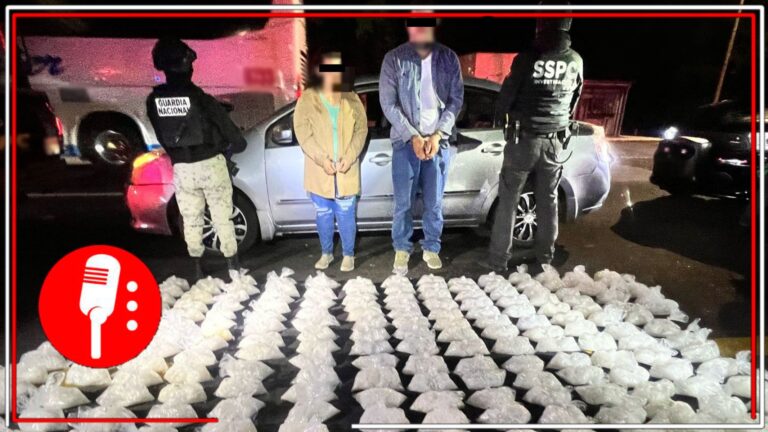 Pareja es detenida en la carretera México-Nogales en posesión de más 100 kilos de metanfetamina