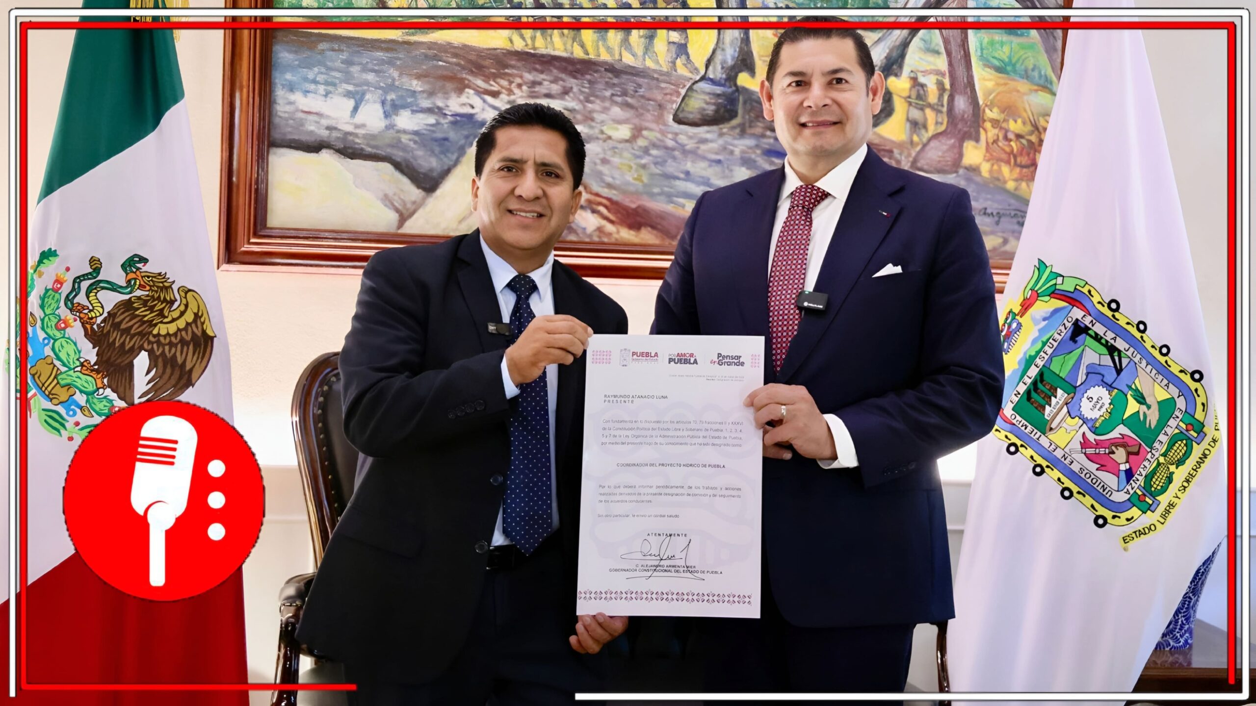 El gobernador Alejandro Armenta nombra a Raymundo Atanacio como coordinador del Plan Hídrico en Puebla.