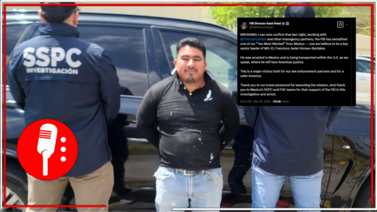Kash Patel, director del FBI, agradece al gobierno mexicano por la detención de “El Veterano”, líder criminal de la MS-13