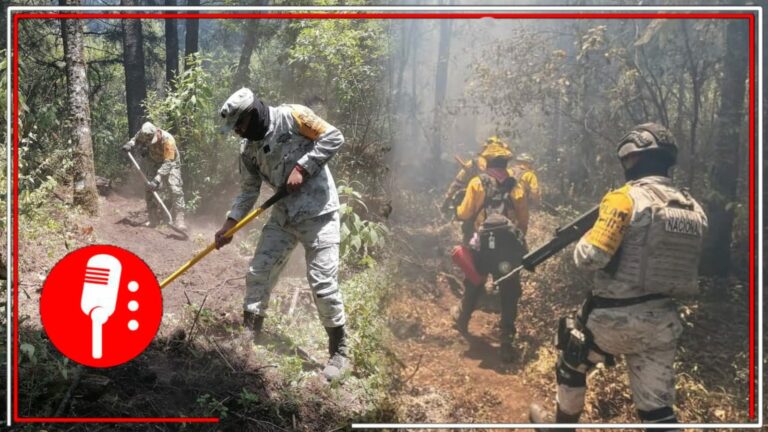 Incendio en Tepoztlán: Guardia Nacional refuerza combate con helicóptero MI-17 y brechas corta fuego
