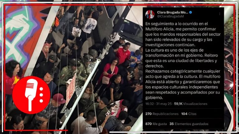 Clara Brugada condena desalojo en el Multiforo Alicia y exige sanciones