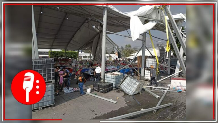 Vientos colapsan estructura en Nezahualcóyotl