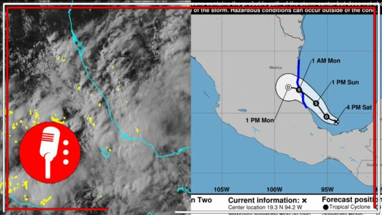 Tormenta Tropical Dos (Barry) tocará tierra este domingo en Tamaulipas; Seis-E (Flossie) avanza en el Pacífico