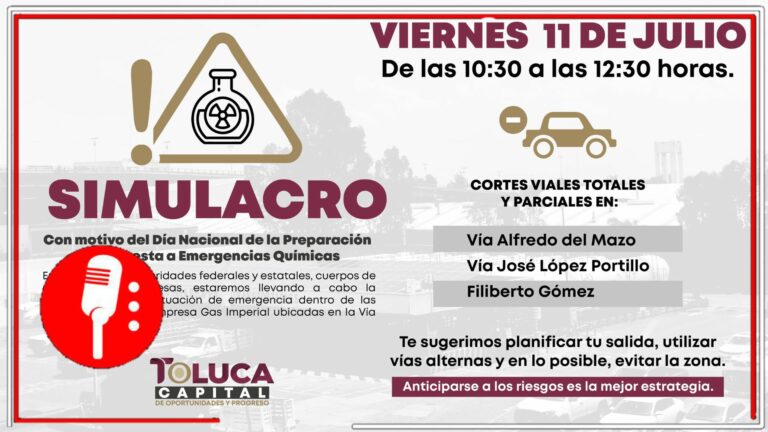 Toluca se suma al Simulacro Nacional de Emergencias Químicas 2025
