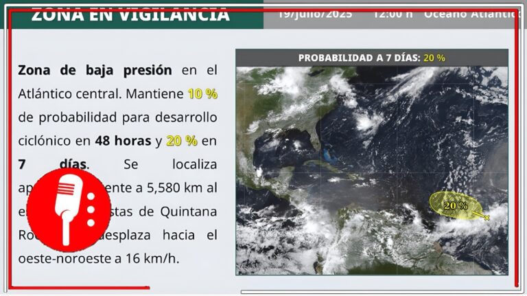 Quintana Roo monitorea zona de baja presión en el Atlántico