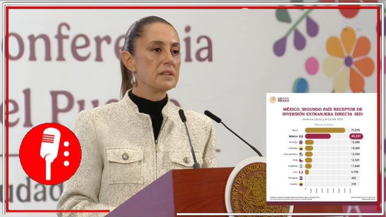 México atrae 45 mil 337 millones de dólares en inversión extranjera directa