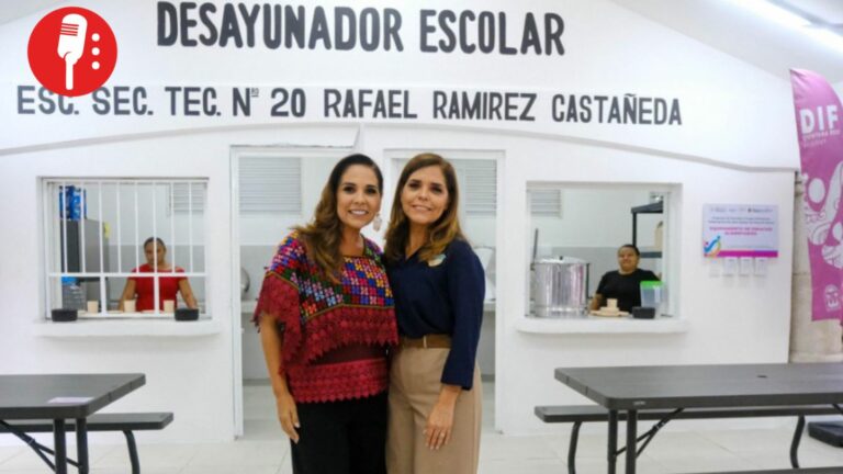 Entrega Mara Lezama desayunador renovado en la Secundaria Técnica 20 de Cancún