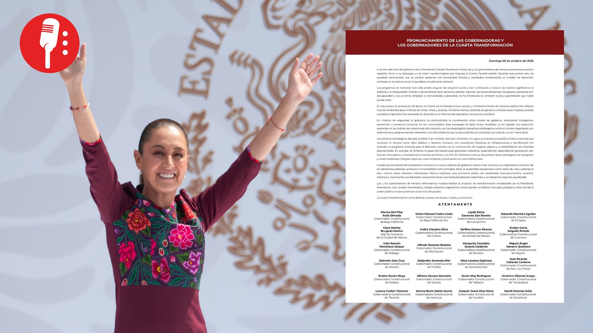 Gobernadoras y gobernadores de Morena respaldan a Sheinbaum tras su primer año de gobierno