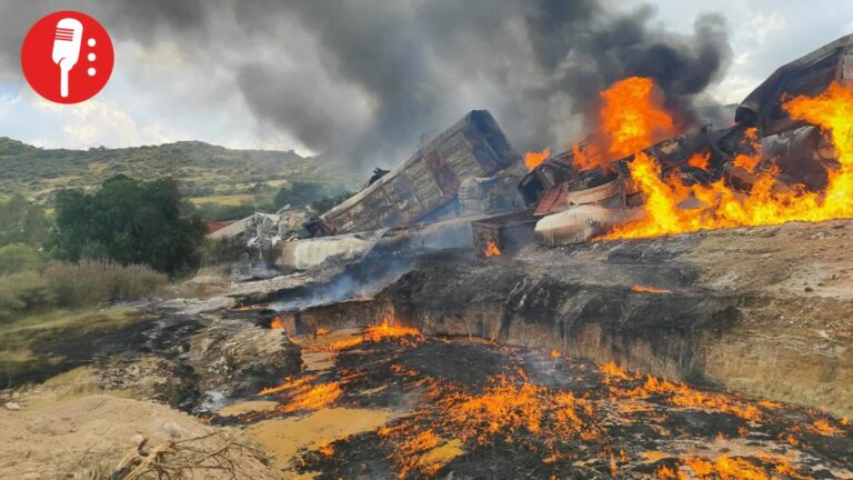 Descarrilamiento de tren con combustible provoca explosión en Hidalgo