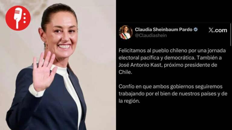 Sheinbaum reconoce triunfo de José Antonio Kast y apuesta por cooperación México–Chile