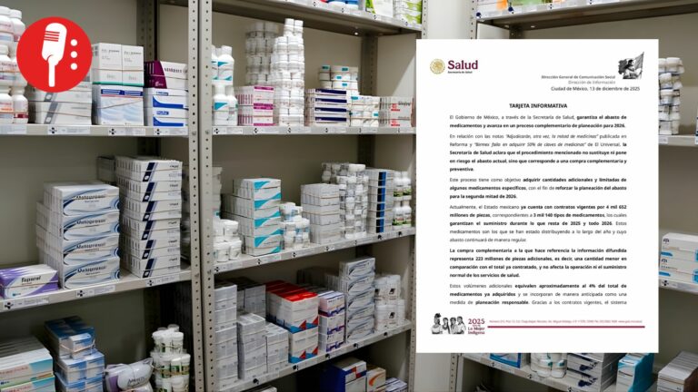 Gobierno federal blinda suministro de medicamentos y garantiza abasto para 2026