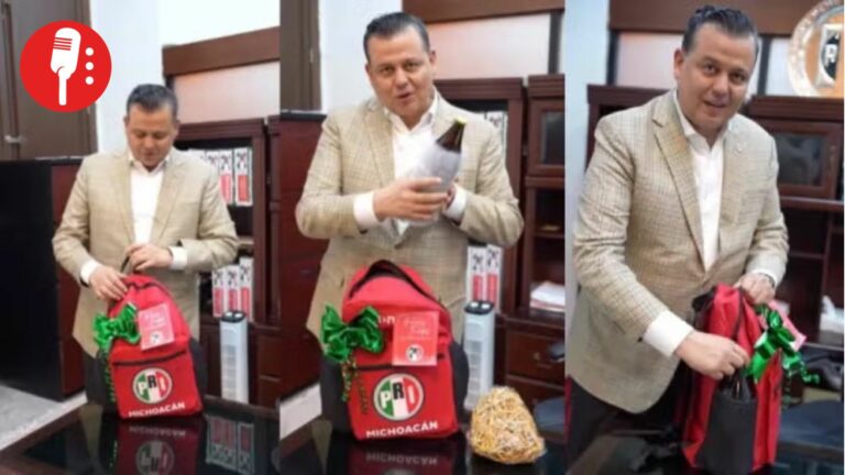 PRI regala mochilas con caguamas y churros en Congreso de Michoacán