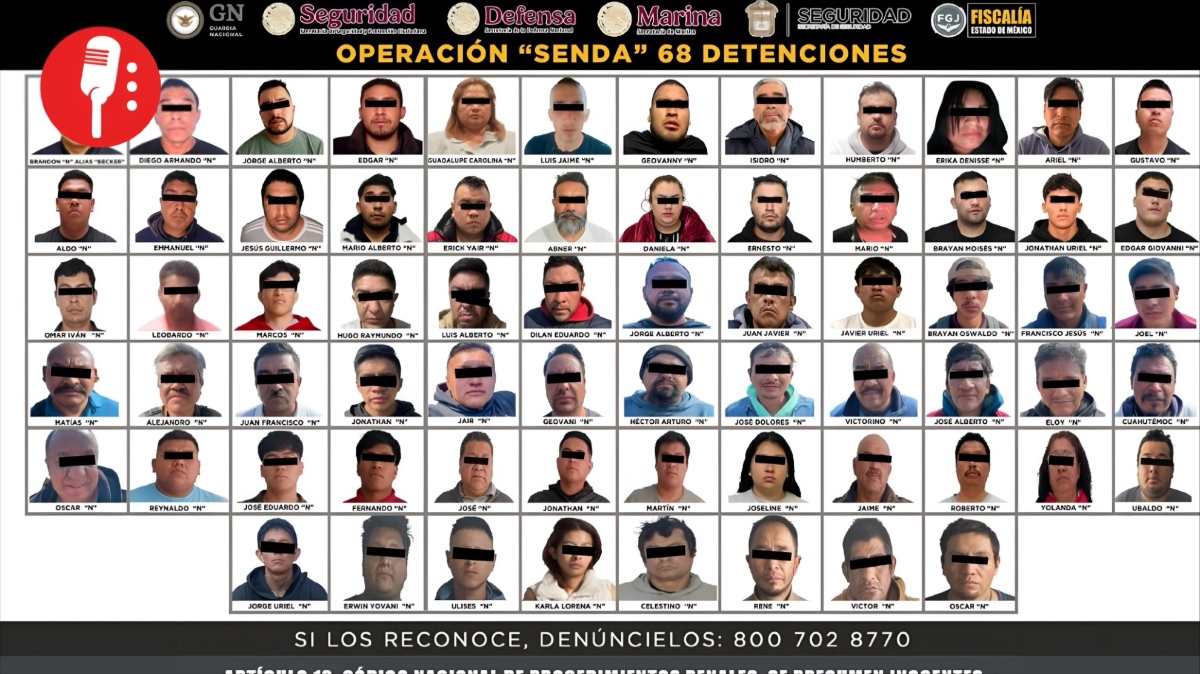 Golpe al crimen: detienen a 68 por robo de carga en Edomex