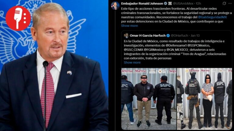 Embajador de Estados Unidos reconoce a México por golpes al Tren de Aragua y al CJNG